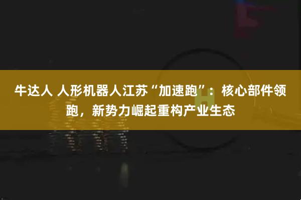 牛达人 人形机器人江苏“加速跑”：核心部件领跑，新势力崛起重构产业生态
